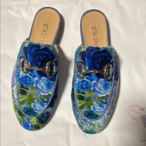 273CEN Blue Floral Women's Mules